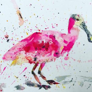 Watercolor Pink Bird
