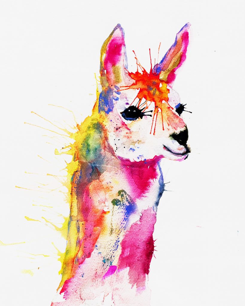 Watercolor Llama