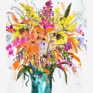 Watercolor Vase of Flowers